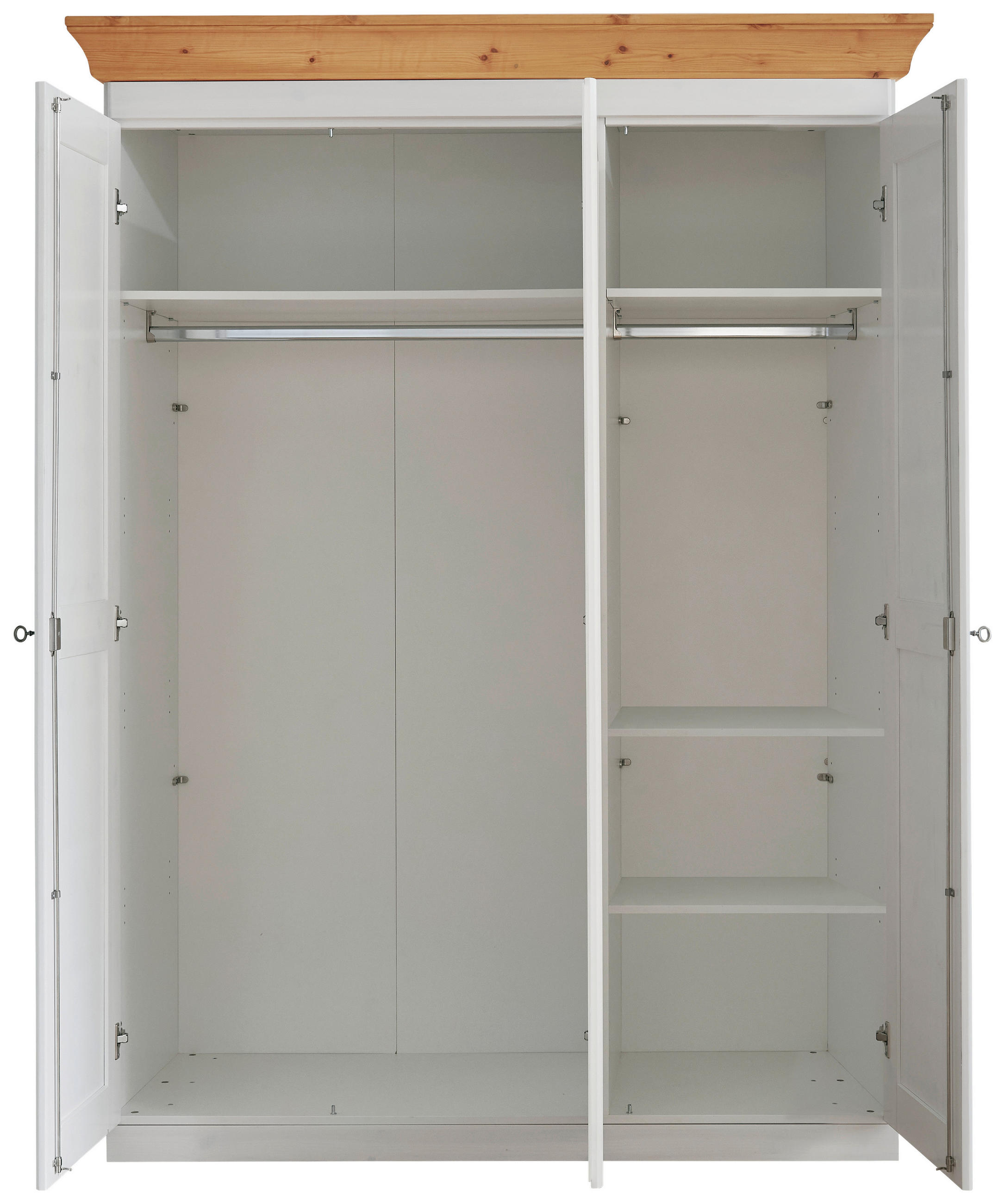 DREHTÜRENSCHRANK 156/210/64 cm 3-türig Weiß, Laugenfarbig  - Laugenfarbig/Weiß, ROMANTIK / LANDHAUS, Glas/Holz (156/210/64cm) - Boxxx
