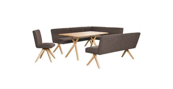 ECKBANK 238/172 cm Webstoff Braun Eiche vollmassiv   - Eichefarben/Braun, KONVENTIONELL, Holz/Textil (238/172cm) - Linea Natura