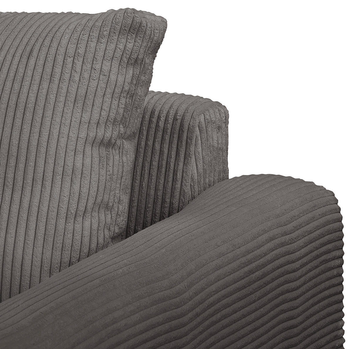 ECKSOFA inkl. Hocker Ariella Dunkelgrau Cord  - Dunkelgrau/Naturfarben, Design, Holz/Textil (161/231cm) - Livetastic