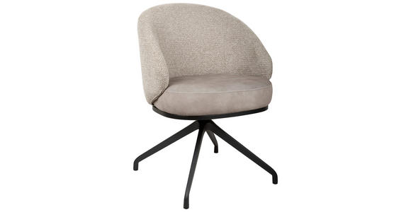 ARMLEHNSTUHL  Typenauswahl, Sitzfläche 360° drehbar, automatische Rückholfunktion Chenille, Flanell  - Taupe/Schwarz, Design, Textil/Metall (61/83/60cm) - Novel