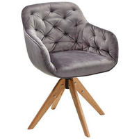 ARMLEHNSTUHL  in Eisen Velours  - Eichefarben/Grau, Trend, Holz/Textil (56/80/58cm) - Landscape