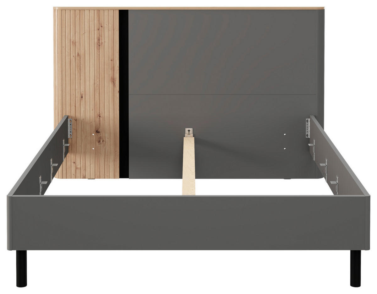 BETT 180/200 cm,  in Graphitfarben, Schwarz, Eiche Artisan,  - Graphitfarben/Schwarz, MODERN, Metall (180/200cm) - MID.YOU