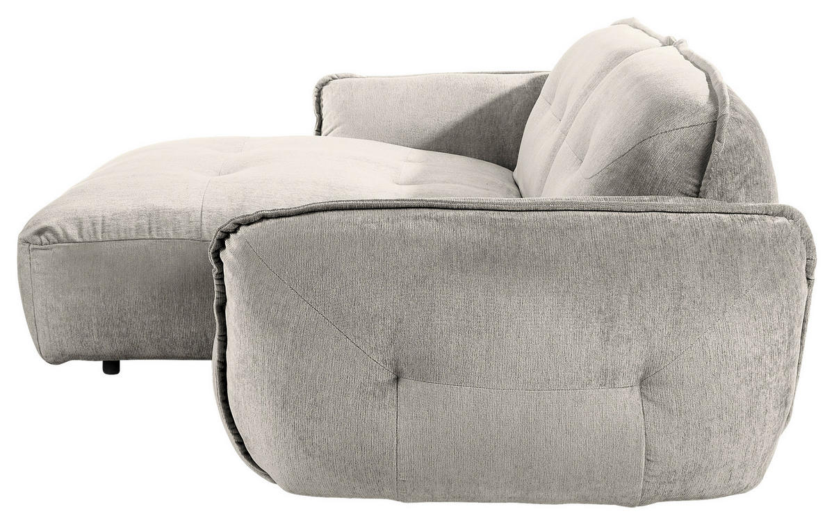 ECKSOFA in Chenille Silberfarben  - Silberfarben/Schwarz, Modern, Kunststoff/Textil (184/269cm) - Trendmanufaktur
