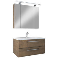 BADEZIMMER 4-teilig  in 82,2 cm  - Chromfarben/Braun, Basics, Glas/Keramik (82,2cm)