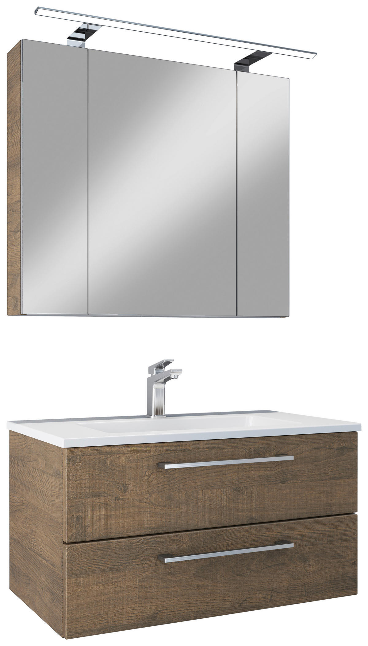 BADEZIMMER 4-teilig  in 82,2 cm  - Chromfarben/Braun, Basics, Glas/Keramik (82,2cm)