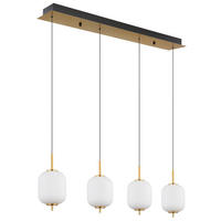 LED-HÄNGLAMPA Ewald 94,5/13,5/220 cm  - opal/mässingsfärgad, Klassisk, metall/glas (94,5/13,5/220cm) - Globo