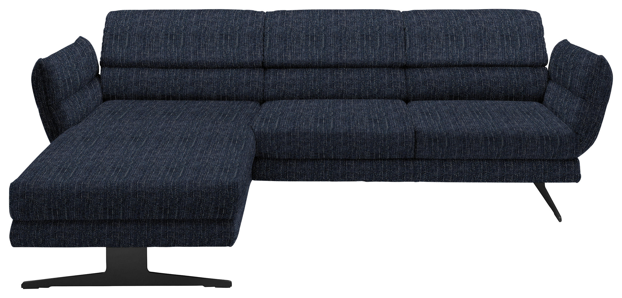 ECKSOFA in Flachgewebe Dunkelblau  - Schwarz/Dunkelblau, Design, Textil/Metall (176-217/279-327cm) - Dieter Knoll