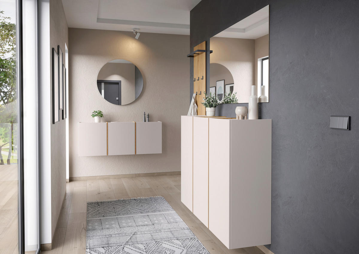 SCHUHSCHRANK Eichefarben, Kaschmir  - Kaschmir/Eichefarben, Design, Holzwerkstoff (138/55/29cm)