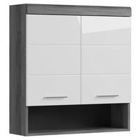 ZÁVESNÁ SKRINKA, biela s vysokým leskom, antracitová, sivá, 74/79/24 cm - sivá/biela s vysokým leskom, Modern, kompozitné drevo/plast (74/79/24cm) - MID.YOU