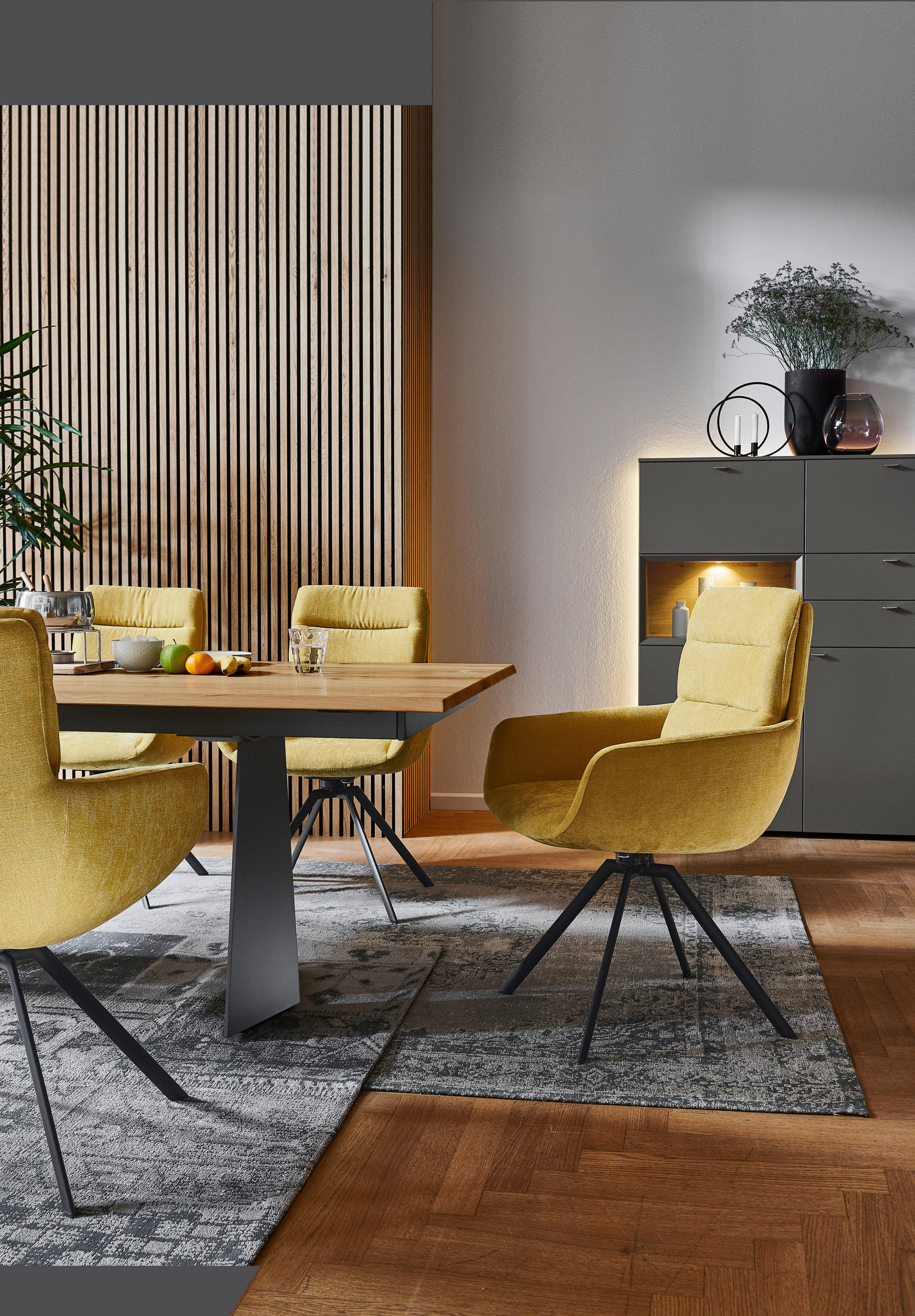 Thumbnail - Venjakob Armlehnstuhl, Anthrazit, Gelb, Metall, Textil, eckig, A-Form, 61x90x64 cm, Goldenes M, Made in Germany, Dgm, DG...