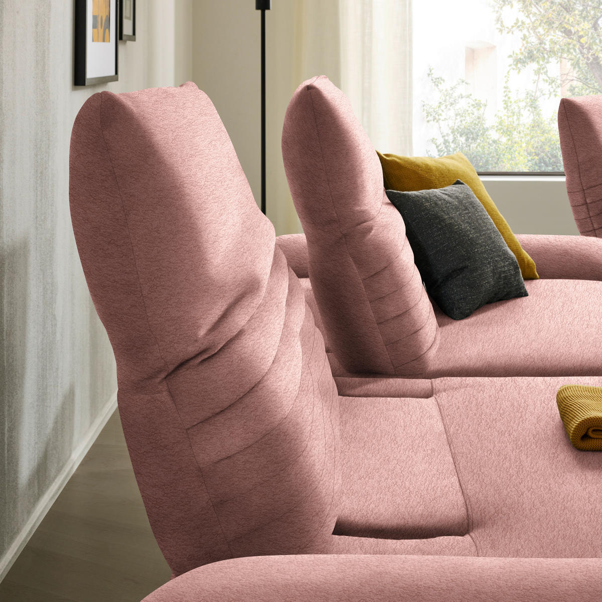 HÖRNSOFFA i teddy tyg gammelrosa  - brun/svart, Design, metall/textil (170-195/280cm) - Livetastic