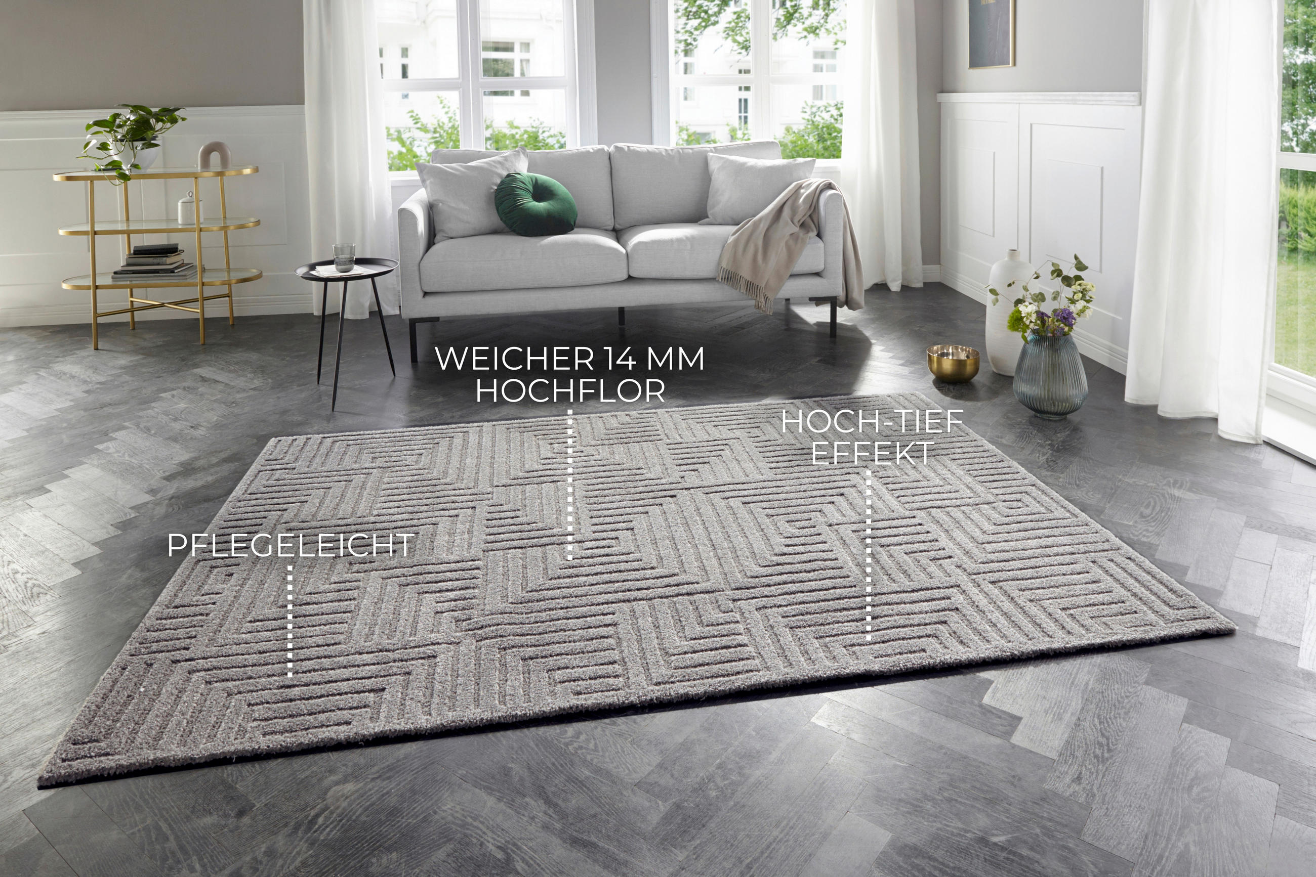 HOCHFLORTEPPICH 80/150 cm New York Grau  - Grau, Basics, Kunststoff/Textil (80/150cm)