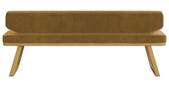 SITZBANK 190/80/52 cm Flachgewebe Schwarz, Currygelb Eiche massiv  - Currygelb/Schwarz, Basics, Holz/Textil (190/80/52cm) - Carryhome