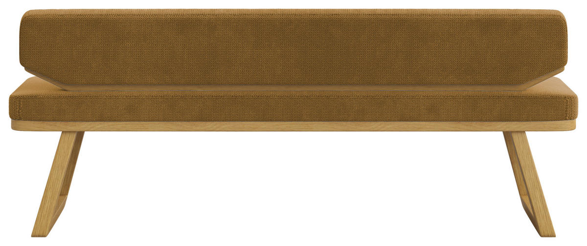 SITZBANK 190/80/52 cm Flachgewebe Schwarz, Currygelb Eiche massiv  - Currygelb/Schwarz, Basics, Holz/Textil (190/80/52cm) - Carryhome