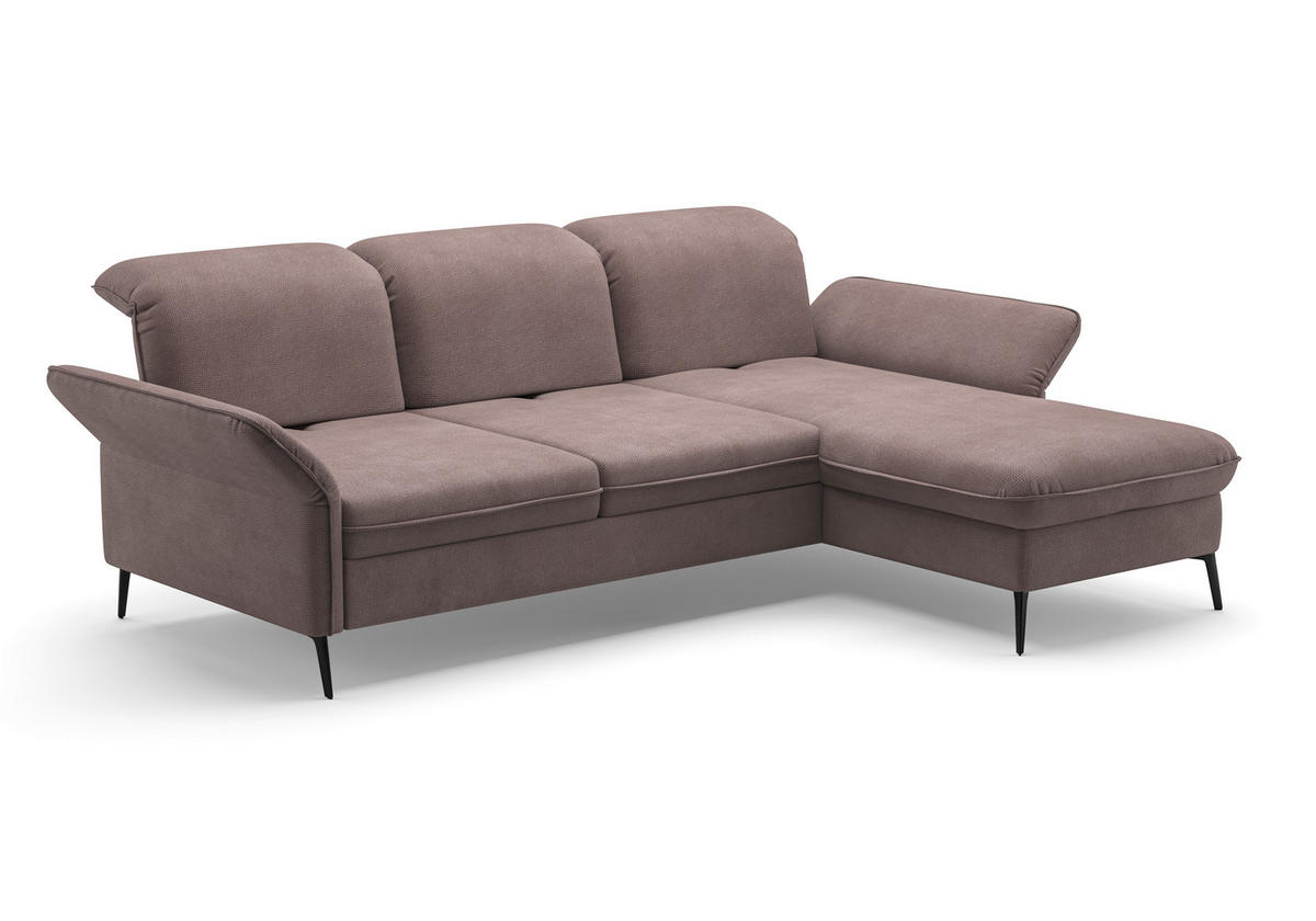 ECKSOFA in Flachgewebe Taupe  - Taupe/Schwarz, Konventionell, Textil/Metall (264/198cm) - Sit & More