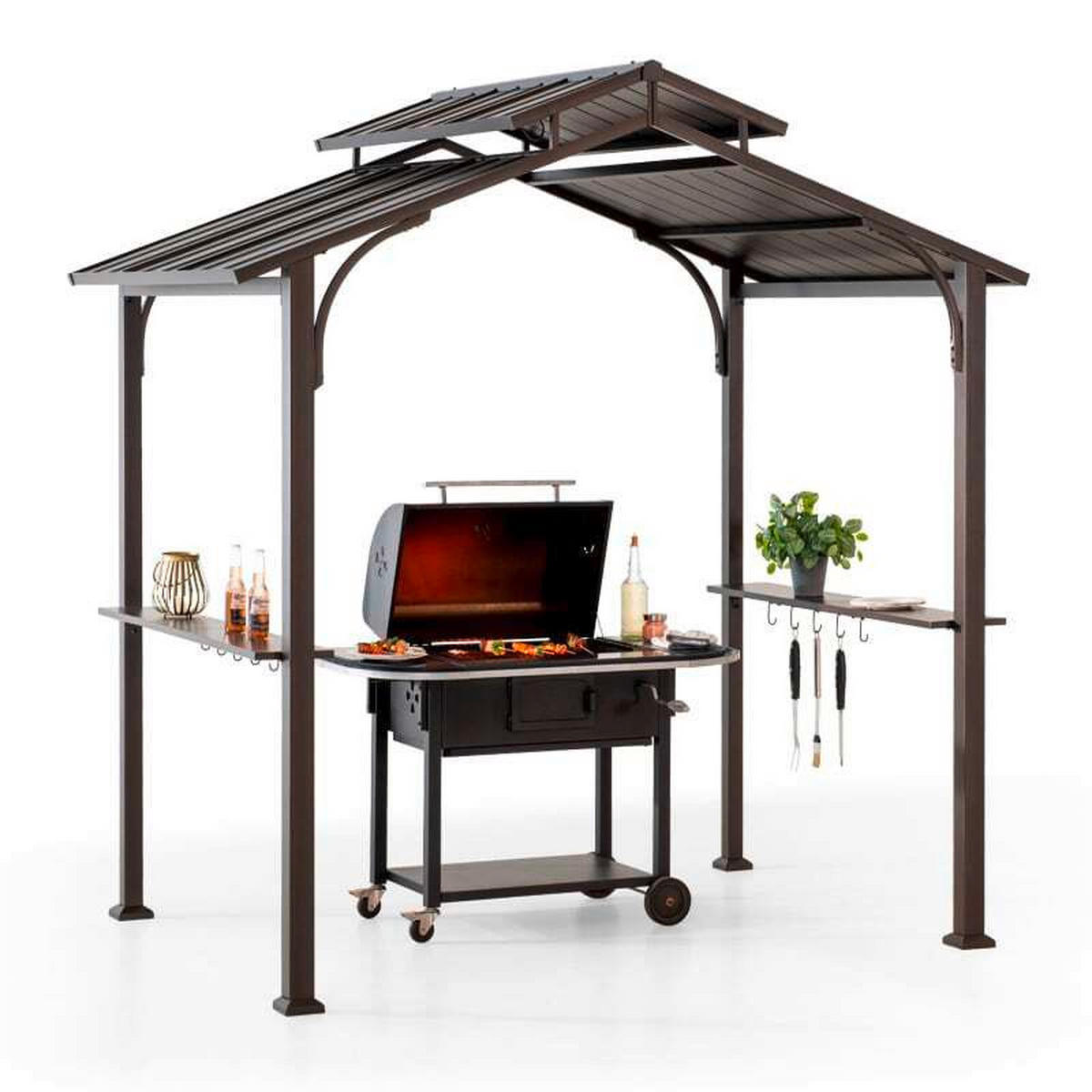 PAVILLON 242/248/153 cm Stahl  - Braun, Basics, Metall (242/248/153cm) - Modante