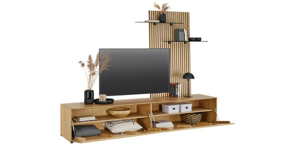 WOHNWAND 2-teilig  in Eichefarben  242/160/50 cm  - Eichefarben, Design, Glas/Holz (242/160/50cm) - Dieter Knoll