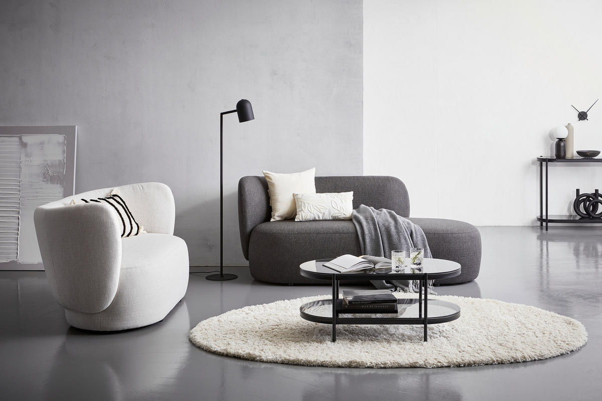 RÉCAMIERE in Bouclé Dunkelgrau  - Dunkelgrau/Schwarz, Konventionell, Kunststoff/Textil (193/80/84cm) - Livetastic