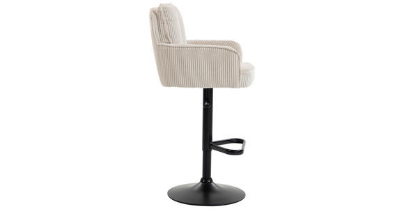 BARHOCKER Cord Beige Eisen Stoffauswahl, Sitzfläche 360° drehbar, inklusive Armlehnen  - Beige/Schwarz, Design, Textil/Metall (54/101-122/58cm) - Novel