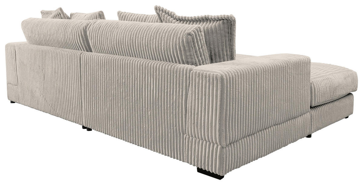 ECKSOFA in Cord Hellgrau  195/285 cm  - Hellgrau/Schwarz, Design, Kunststoff/Textil (195/285cm) - MID.YOU