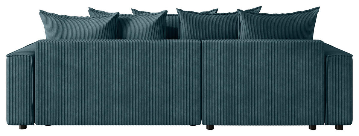 ECKSOFA 190/280 cm MERO in Cord Blau Zierkissen, Rückenkissen, Bettkasten  190/280 cm  - Blau/Schwarz, MODERN, Kunststoff/Textil (190/280cm) - MID.YOU