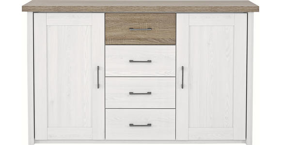 SIDEBOARD 150/90/42 cm in Weiß, Eichefarben - Eichefarben/Weiß, Design, Holzwerkstoff/Metall (150/90/42cm) - Carryhome