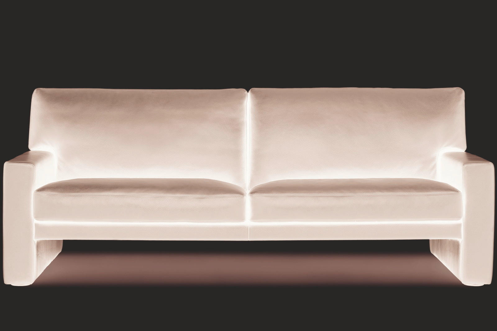 SOFA in Echtleder Schwarz  - Schwarz, Design, Leder (200/84/92cm) - Erpo