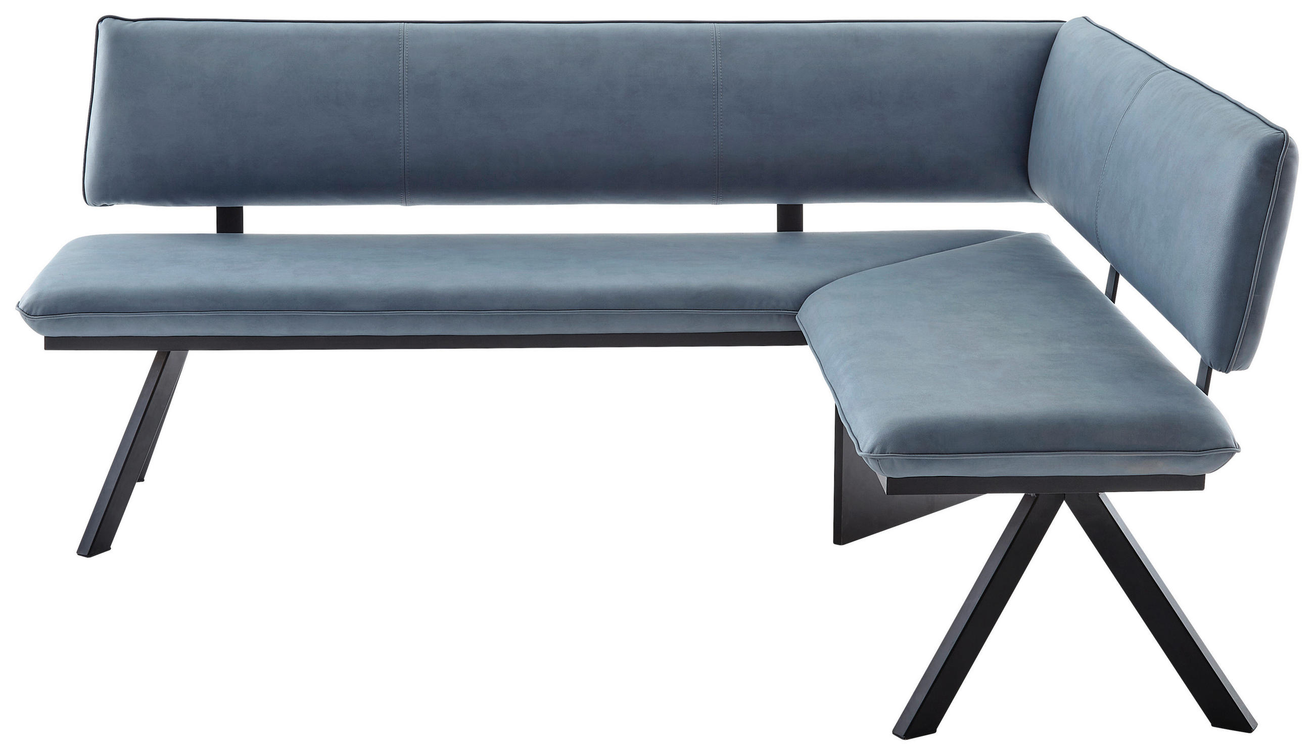 ECKBANK 180/140 cm beschichtet Schwarz, Hellblau   - Schwarz/Hellblau, MODERN, Textil/Metall (180/140cm) - Cantus