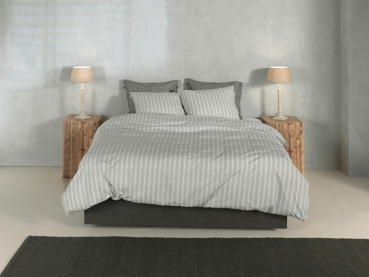 BETTWÄSCHE Righe-di-Percalle Perkal 155/220 cm  - Hellgrau, Basics, Textil (155/220cm)