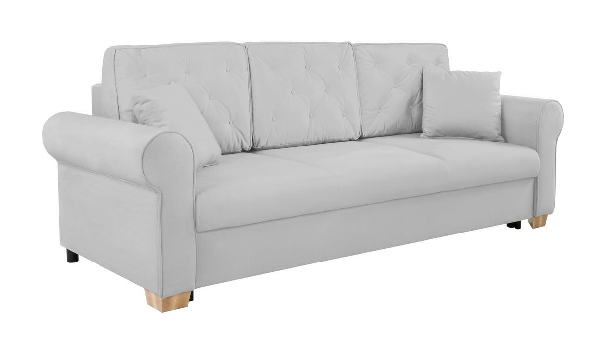 SCHLAFSOFA in Hellgrau  - Buchefarben/Hellgrau, Design, Holz/Textil (240/94/98cm) - MID.YOU
