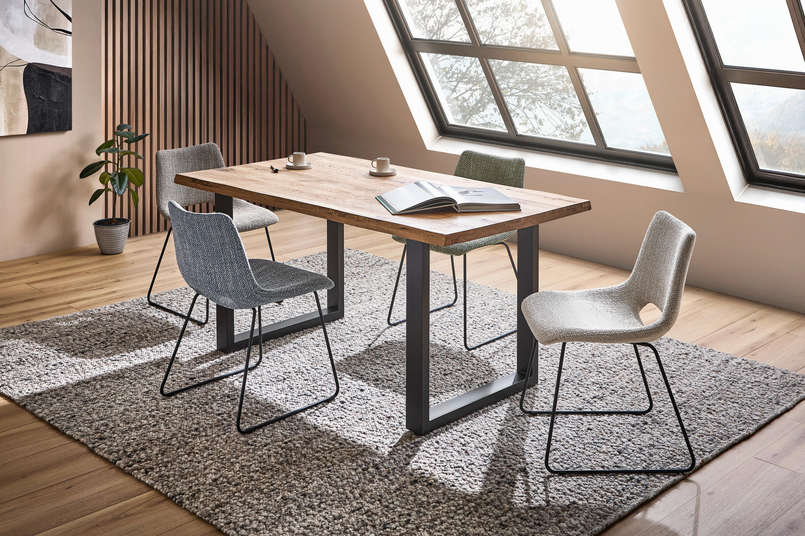 STUHL - Schwarz/Grün, Design, Textil/Metall (48/79/56cm) - Stylife