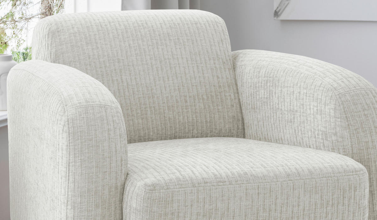 SESSEL in Velours Weiss  - Weiss/Schwarz, Modern, Textil/Metall (85/76/90cm) - Livetastic