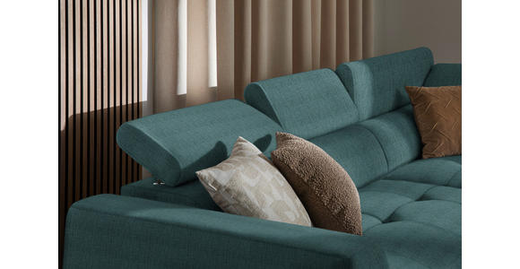 ECKSOFA in Chenille Blau - Blau/Schwarz, Design, Kunststoff/Textil (284cm) - Xora