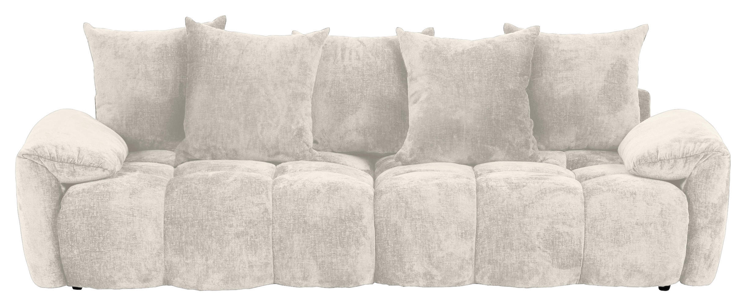 BIGSOFA in Chenille Beige  - Beige/Schwarz, Design, Kunststoff/Textil (265/67/130cm) - home24