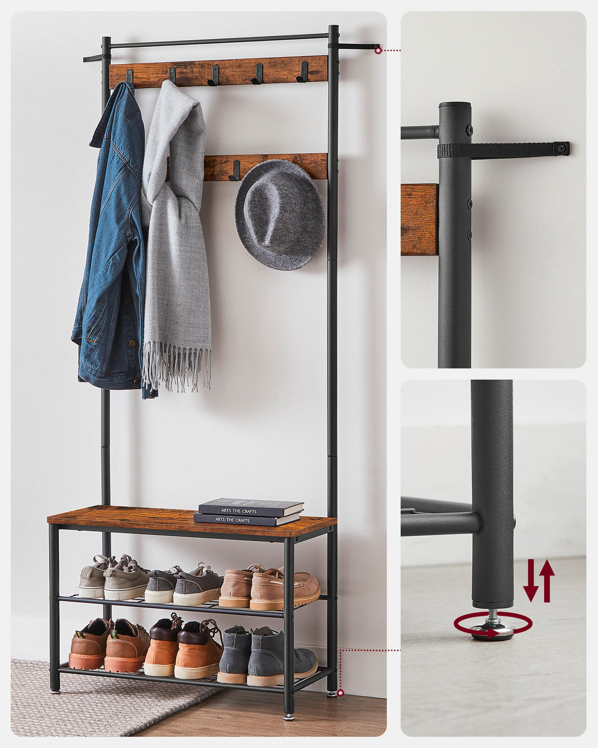 GARDEROBENSTÄNDER in Braun, Schwarz 70/175/32 cm   - Schwarz/Braun, Trend, Holzwerkstoff/Metall (70/175/32cm) - Boxxx