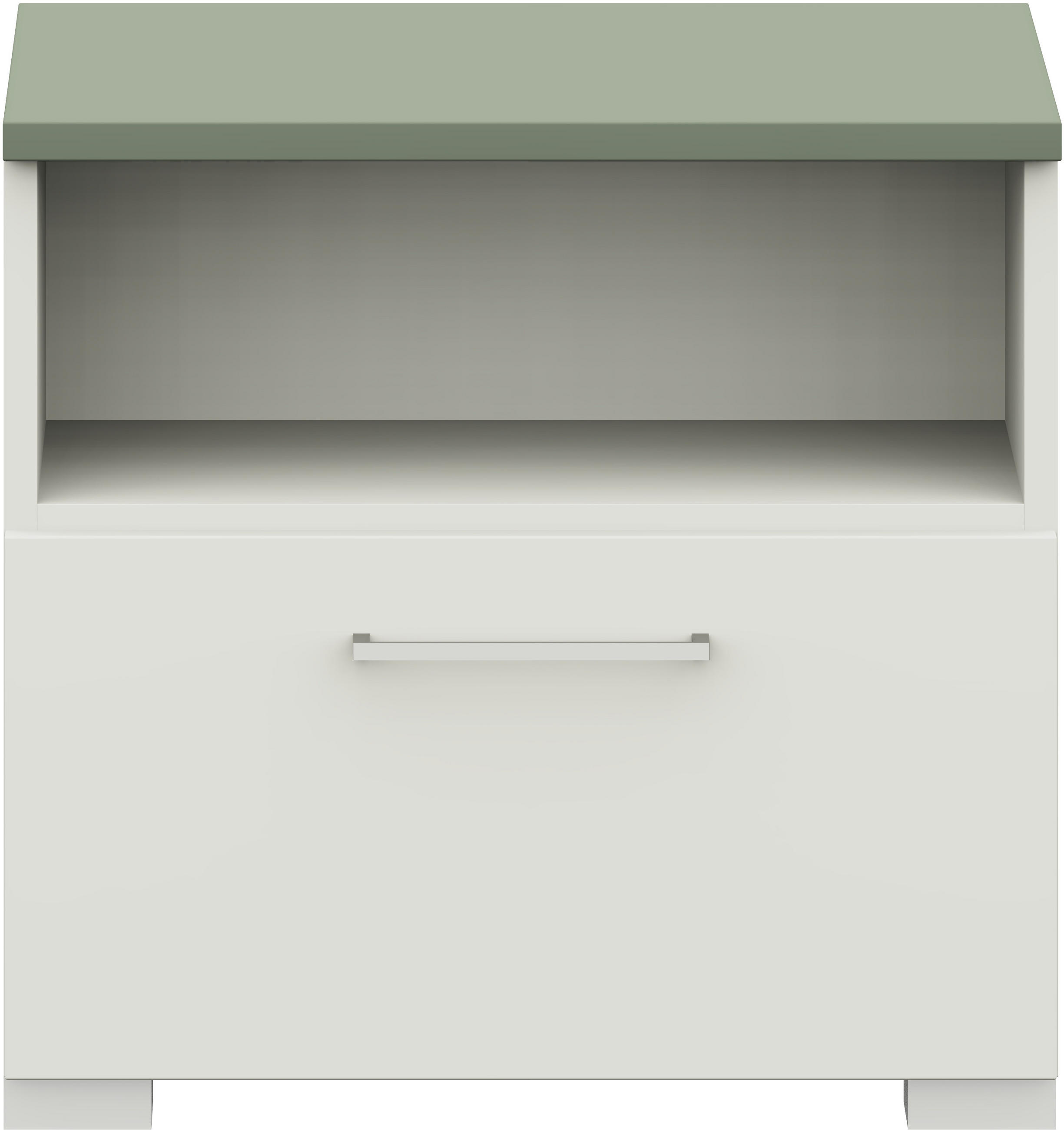 NACHTSCHRANK 50/48/42,1 cm  - Edelstahlfarben/Salbeigrün, Design, Holzwerkstoff/Metall (50/48/42,1cm) - Cantus