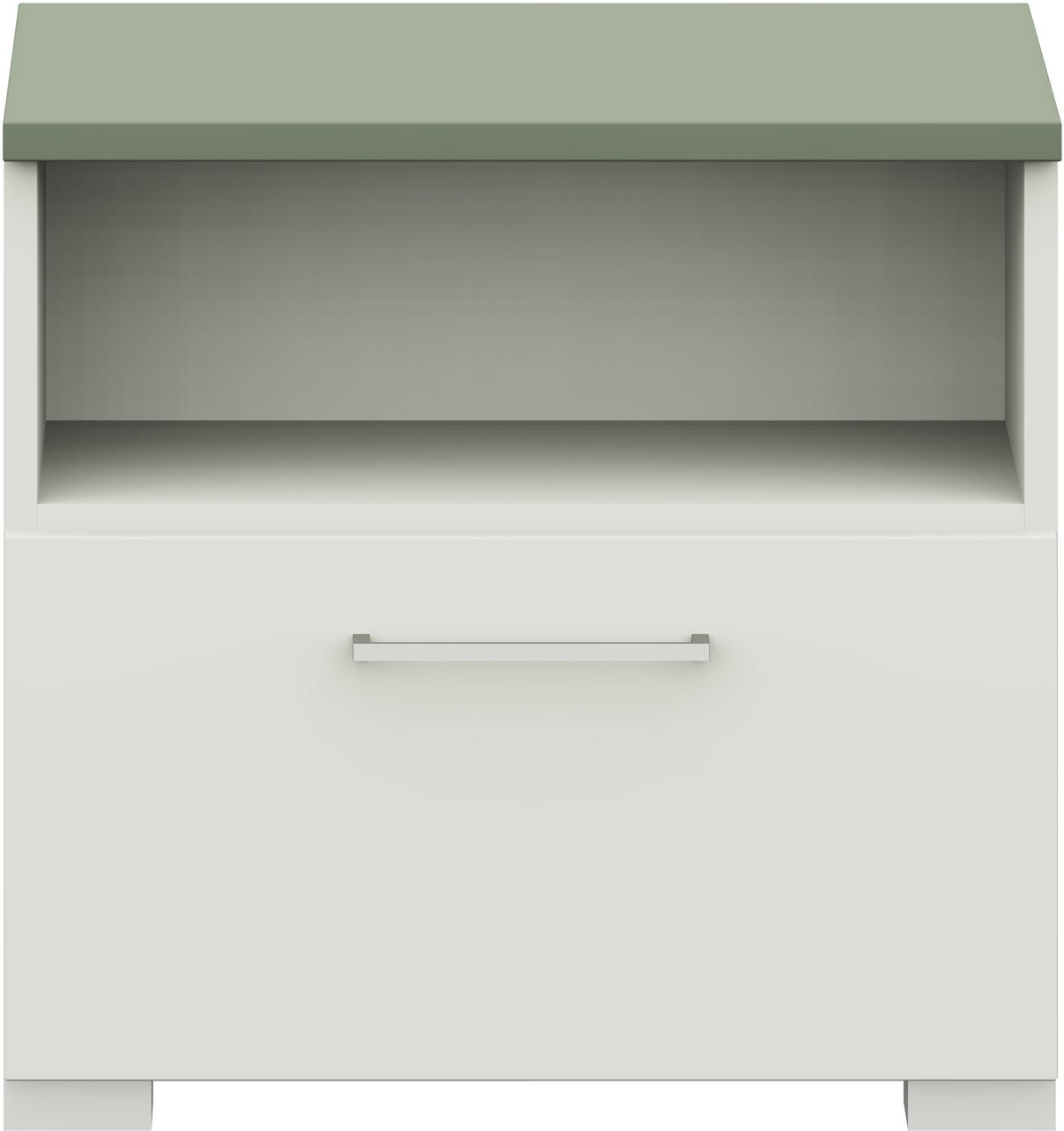NACHTTISCH 50/48/42,1 cm  in Weiss, Salbeigrün  - Weiss/Edelstahlfarben, Design, Holzwerkstoff/Metall (50/48/42,1cm) - Cantus