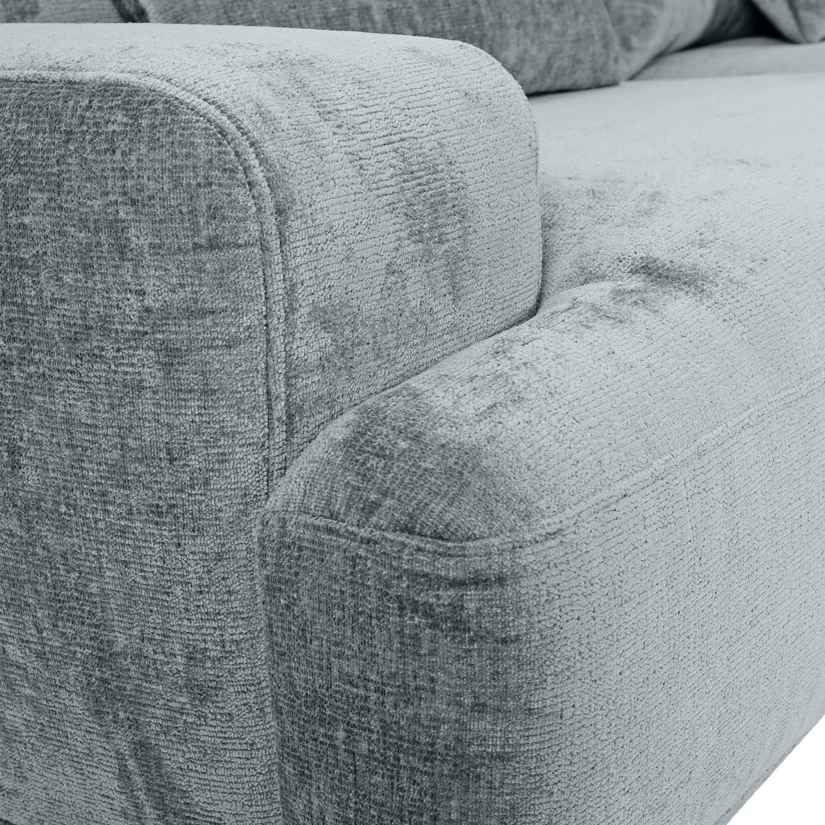 BIGSOFA in Chenille Hellblau  - Schwarz/Hellblau, Konventionell, Kunststoff/Textil (282/73/115cm) - MID.YOU