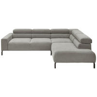 ECKSOFA in Feincord Grau  - Schwarz/Grau, Design, Textil/Metall (273/219cm) - Pure Home Comfort