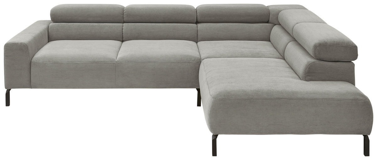 ECKSOFA in Feincord Grau  - Schwarz/Grau, Design, Textil/Metall (273/219cm) - Pure Home Comfort