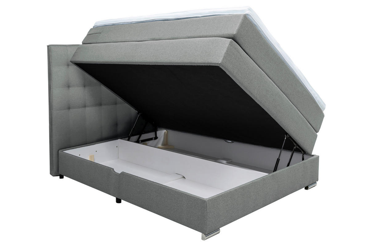 BOXSPRINGBETT 120/200 cm  in Dunkelgrau  - Chromfarben/Dunkelgrau, Konventionell, Kunststoff/Textil (120/200cm) - Boxxx