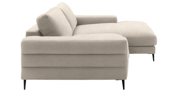 ECKSOFA  in Flachgewebe Beige  253/177 cm  - Beige/Schwarz, Design, Textil/Metall (253/177cm) - Dieter Knoll
