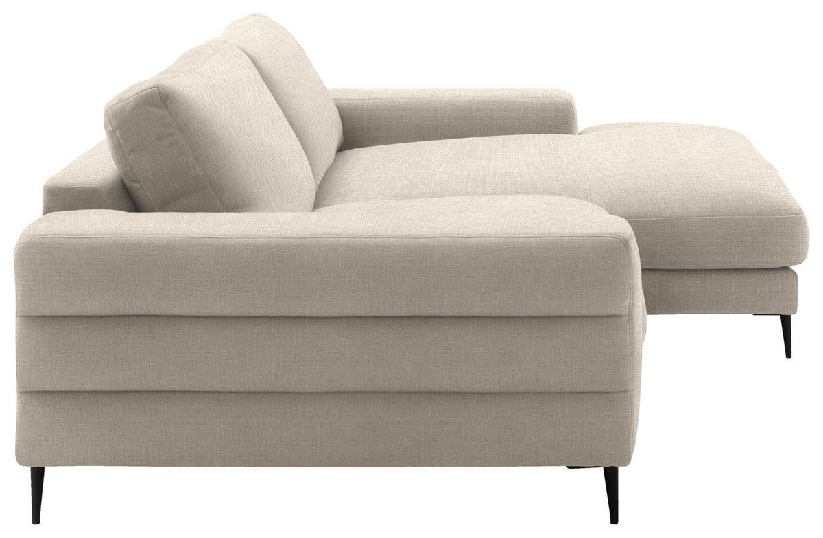 ECKSOFA in Flachgewebe Beige  253/177 cm  - Beige/Schwarz, Design, Textil/Metall (253/177cm) - Dieter Knoll
