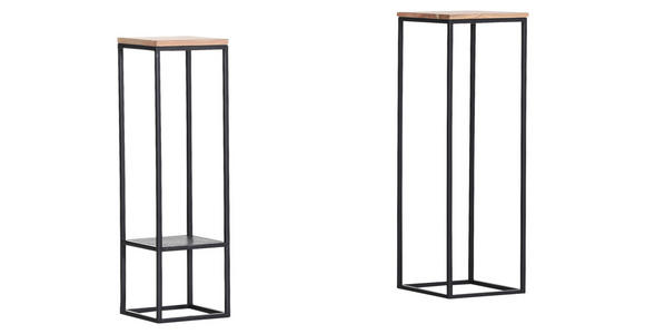 BEISTELLTISCHSET in Holz, Metall 26-31/26-31/85-91 cm  - Schwarz/Akaziefarben, Trend, Holz/Metall (26-31/26-31/85-91cm) - Carryhome