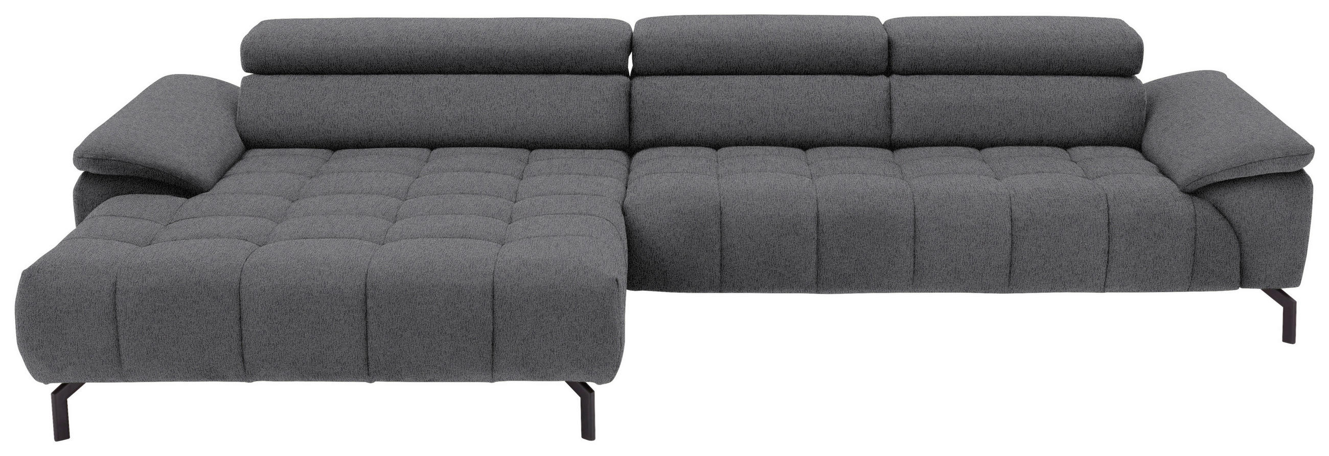 ECKSOFA in Webstoff Braun, Grau  - Schwarz/Braun, Design, Textil/Metall (190/329cm) - Beldomo Style