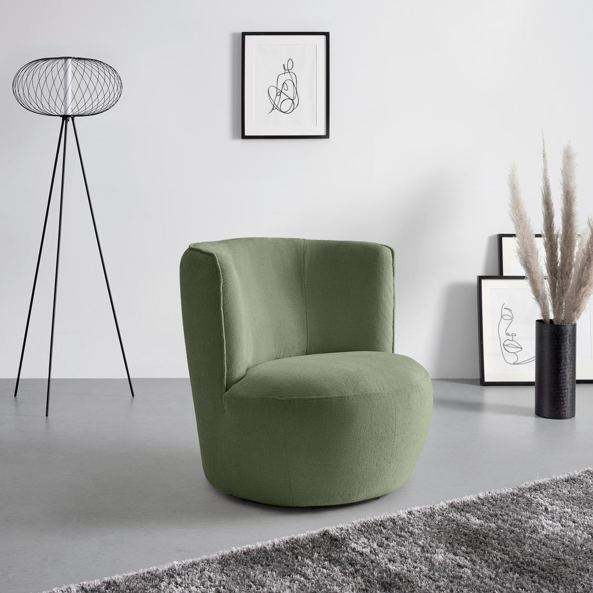 FÅTÖLJ i textil grön  - grön/svart, Modern, metall/textil (77/81/85cm) - MID.YOU