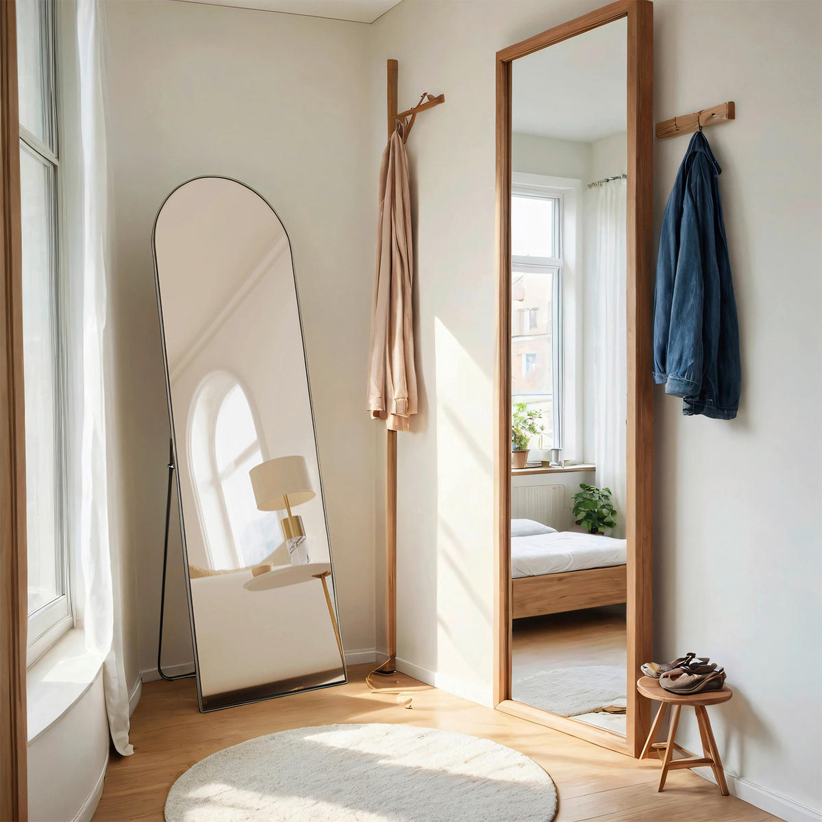 STANDSPIEGEL 50/160/33 cm  - Schwarz, Trend, Glas/Metall (50/160/33cm) - Boxxx