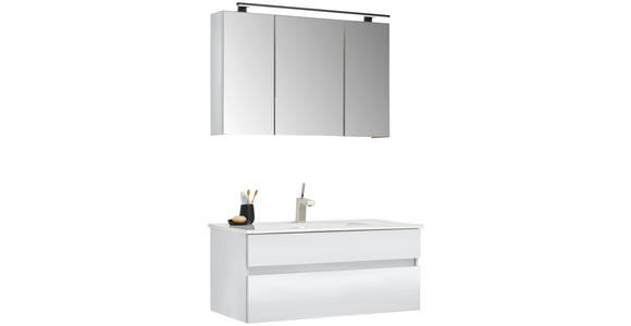 BADEZIMMER 3-teilig in 102 cm - Weiß, Design, Glas/Keramik (102cm) - Novel