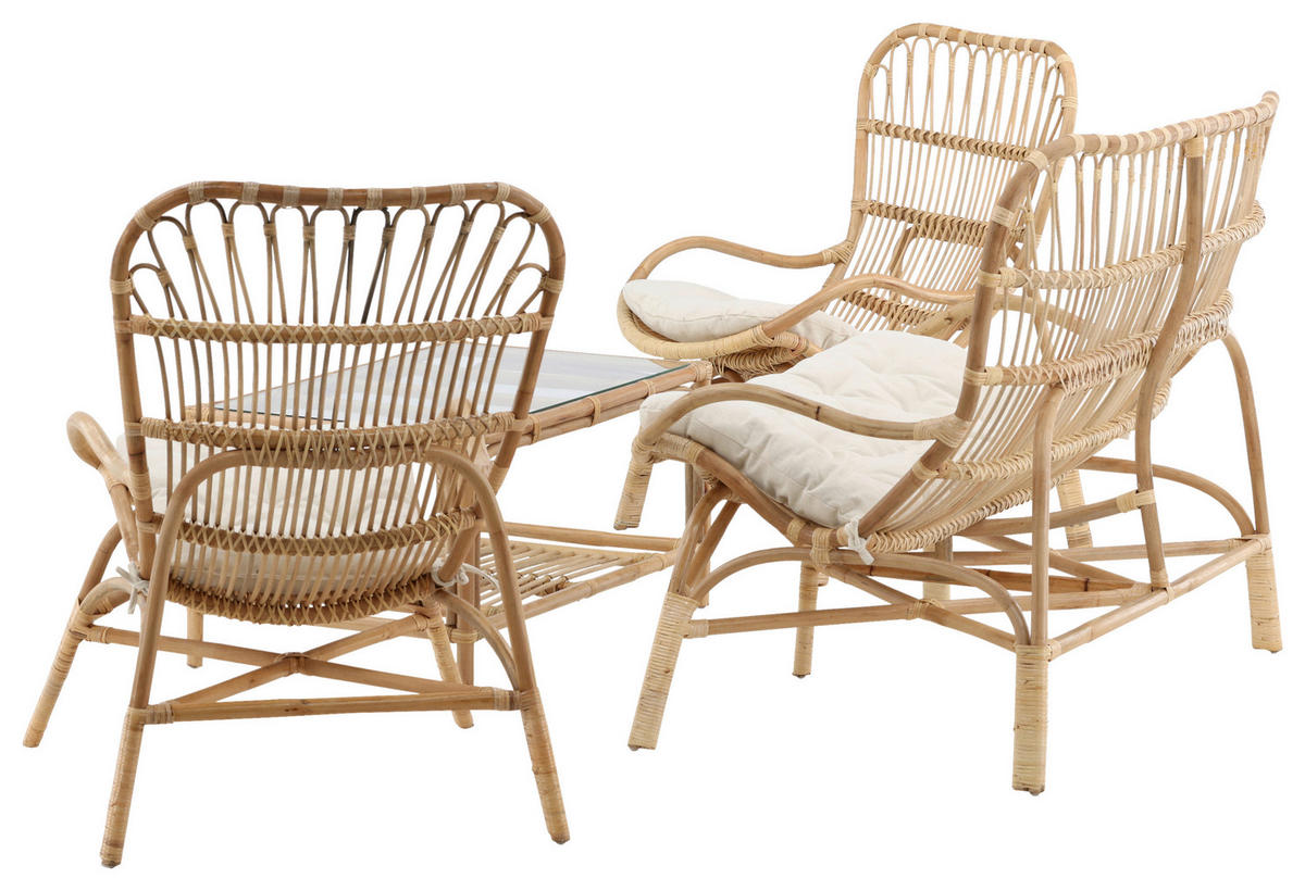 LOUNGEGARNITUR Rattan  - Braun, KONVENTIONELL, Holz - Gardenson