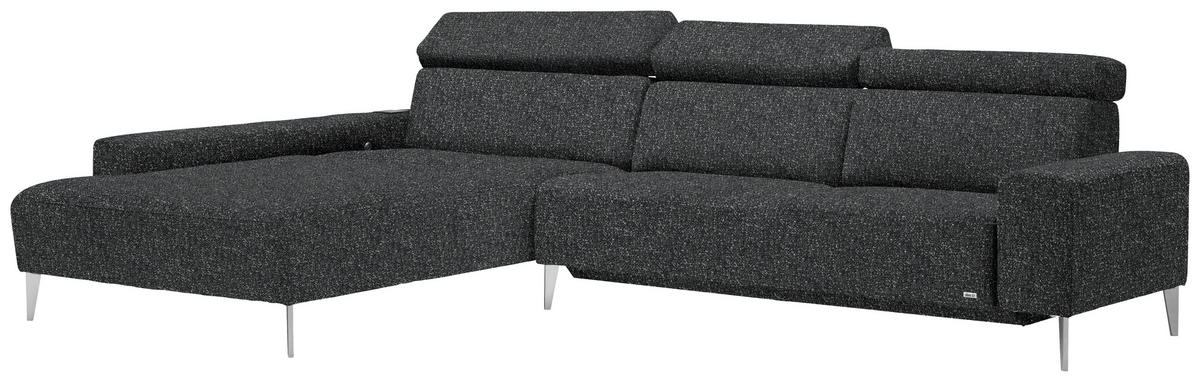 ECKSOFA  in Mikrovelours Anthrazit  205/308 cm  - Anthrazit/Alufarben, Design, Textil/Metall (205/308cm) - Sedda